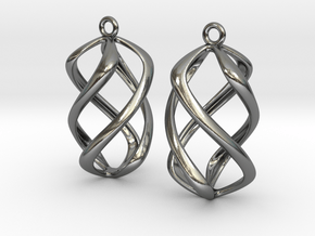 Twisty Earrings in Precious Metals in Polished Silver