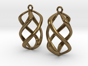 Twisty Earrings in Precious Metals in Polished Bronze
