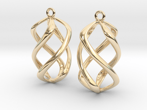 Twisty Earrings in Precious Metals in 14K Yellow Gold