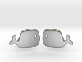 Whale Cufflinks in Natural Silver