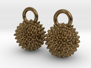 Ragweed Pollen Earrings - Nature Jewelry in Natural Bronze