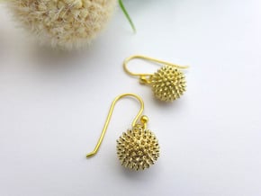 Ragweed Pollen Earrings - Nature Jewelry in Natural Brass