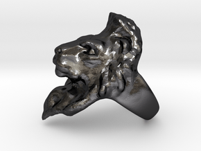 Lion Ring 17.35mm (size 7) in Polished and Bronzed Black Steel