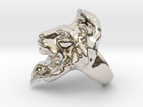 Lion Ring 17.35mm (size 7) in Rhodium Plated Brass