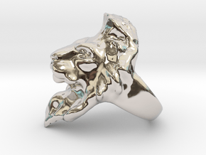 Lion Ring 15.72mm (size 5) in Rhodium Plated Brass