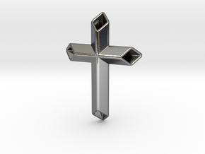 Diamond Hollow Cross in Polished Silver