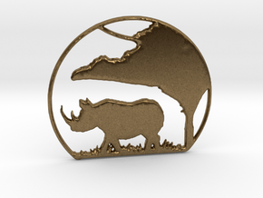 Rhino Pendant in Natural Bronze