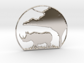 Rhino Pendant in Platinum
