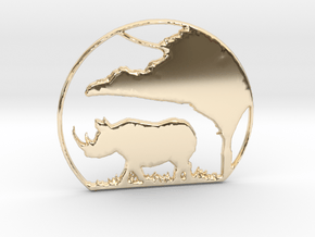 Rhino Pendant in 14k Gold Plated Brass