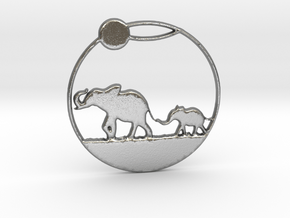 The Elephants Family Pendant in Natural Silver