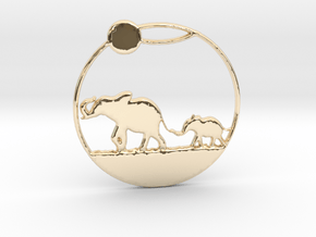 The Elephants Family Pendant in 14K Yellow Gold