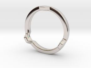 HEX 3 Ring - Slim edition in Rhodium Plated Brass: 4 / 46.5