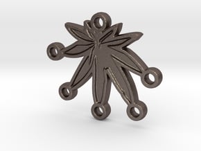 keychain 5 leafdown in Polished Bronzed Silver Steel