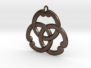 Matsuya: Interlocked Rings Pendant in Polished Bronze Steel