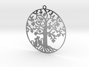  Cats Under A Tree  in Fine Detail Polished Silver