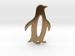 Minimalist Penguin Pendant in Natural Brass: Large