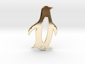 Minimalist Penguin Pendant in 14K Yellow Gold: Large