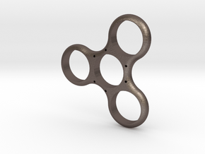 Simple Triple Sided Fidget Spinner in Polished Bronzed Silver Steel