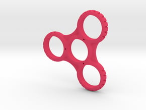 Ribbed/Notched Fidget Spinner in Pink Processed Versatile Plastic