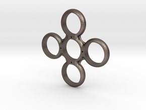 Four Sided Fidget Spinner in Polished Bronzed Silver Steel
