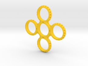 Four Sided Notched Fidget Spinner in Yellow Processed Versatile Plastic
