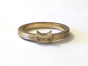Tiny Cat Face Ring in Natural Brass: 7 / 54