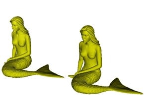 1/24 scale mermaid laying on beach figures x 2 in Tan Fine Detail Plastic