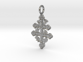 Cross of Lorraine Pendant in Natural Silver