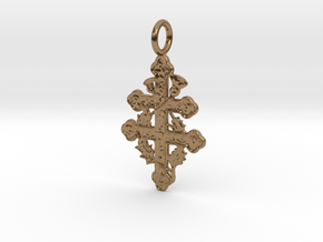 Cross of Lorraine Pendant in Natural Brass
