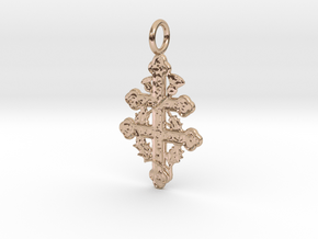 Cross of Lorraine Pendant in 14k Rose Gold Plated Brass