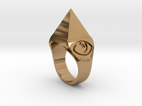 Mystical Pyramid Ring in Polished Brass