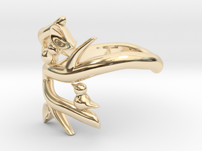 Two Birds on a Branch v2 - size 8 in 14k Gold Plated Brass