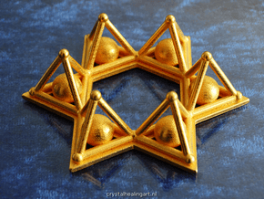 Crystal Merkaba Stargate in Polished Gold Steel