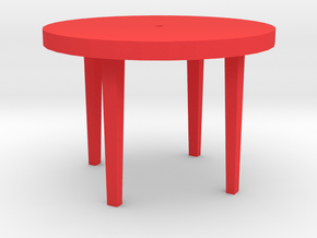 Patio Table With Tapered Legs. in Red Processed Versatile Plastic