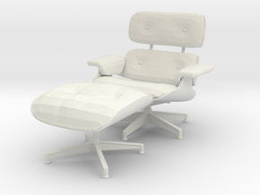 Miniature Eames Lounge Chair - Charles Eames in White Natural Versatile Plastic: 1:12