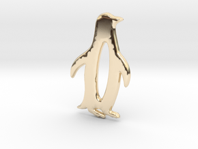 Minimalist Penguin Pendant in 14K Yellow Gold: Small
