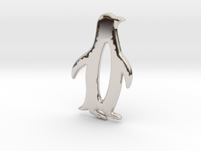 Minimalist Penguin Pendant in Rhodium Plated Brass: Small