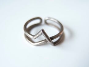 Continuous Geometric Ring  in Polished Bronzed Silver Steel: 6 / 51.5