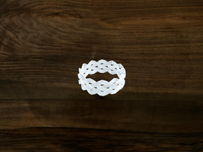 Turk's Head Knot Ring 4 Part X 12 Bight - Size 15. in White Natural Versatile Plastic