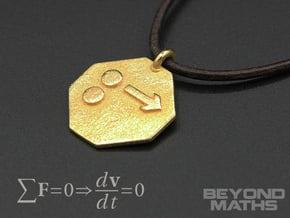 Pendant Newton's First Law in Polished Gold Steel