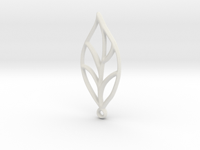 Leaf Pendant in White Natural Versatile Plastic