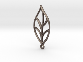 Leaf Pendant in Polished Bronzed Silver Steel