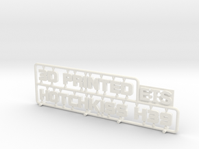 Sign "3D Printed" #3 in White Processed Versatile Plastic