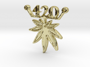 420 leaf d in 18k Gold Plated Brass