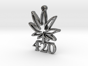 420leafup in Polished Silver