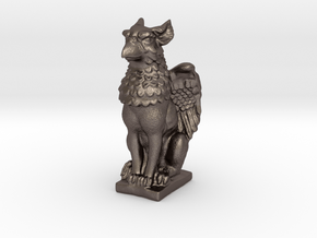 Griffin mini Statue in Polished Bronzed Silver Steel: Small