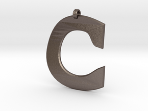 Distorted letter C in Polished Bronzed Silver Steel