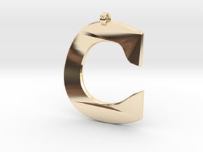 Distorted letter C in 14K Yellow Gold