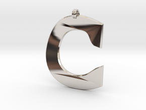 Distorted letter C in Rhodium Plated Brass