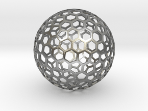 honeycomb sphere - 60 mm in Natural Silver